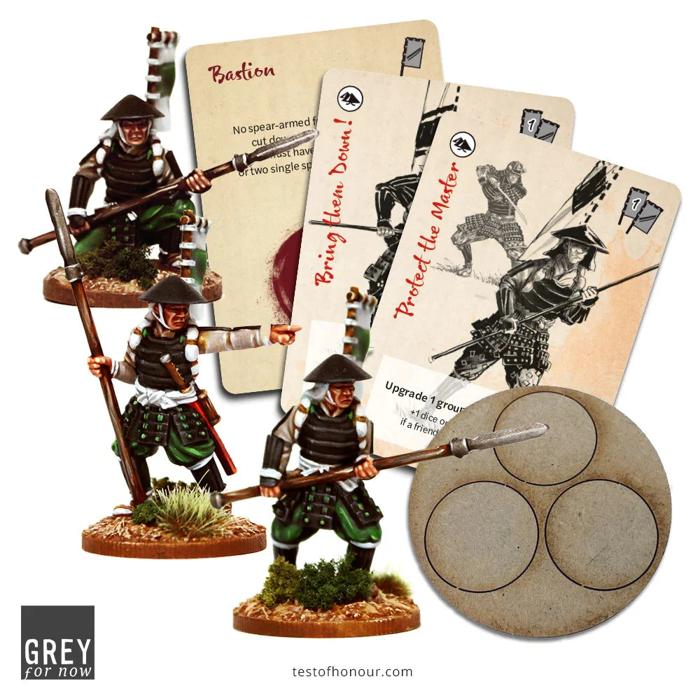 Test of Honour Ashigaru Spearmen 28 mm Scale Metal Figures - Grey For Now Games