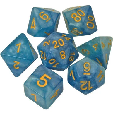 Gate Keeper Games GKGH533-7d: Halfsies Dice: Sky Current 7 Dice Set