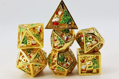 Foam Brain Games 4251 Golden Wonderland - Metal RPG Dice Set