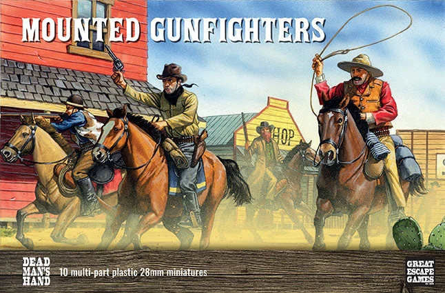 Great Esapce Games Dead Man’s Hand Mounted Gunfighters 28 mm Scale Model Plastic Figures - Great Escape Games