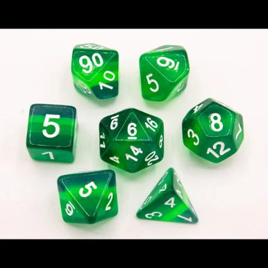 Critical Hit Collectibles Green Set of 7 Demon Eye Polyhedral Dice w/ White Numbers for D20 Based RPG's - Critical Hits