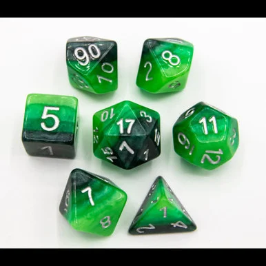 Critical Hit Collectibles Green Set of 7 Multi-Layer Polyhedral Dice w/ White Numbers for D20 Based RPG's