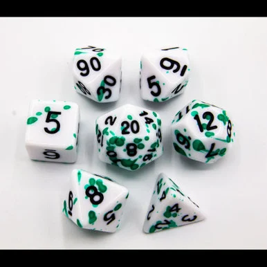 Critical Hit Collectibles Green Set of 7 Speckled Polyhedral Dice w/ Black Numbers for D20 Based RPG's - Critical Hits