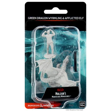 Wizkids 90029 Dungeons & Dragons Nolzur`s Marvelous Unpainted Miniatures: Green Dragon Wyrmling & Afflicted Elf