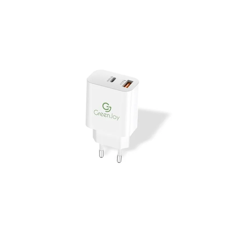 18W / 3.4A Mains Tip Charger - 2 ports (1 USB and 1 type C) - White
