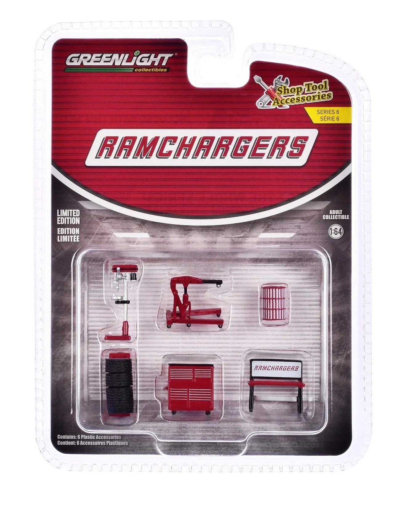 Greenlight Collectibles Shop Tool Accessories Series 6 – Ramchargers Garage Equipment Set 1/64 Scale Diecast Kit