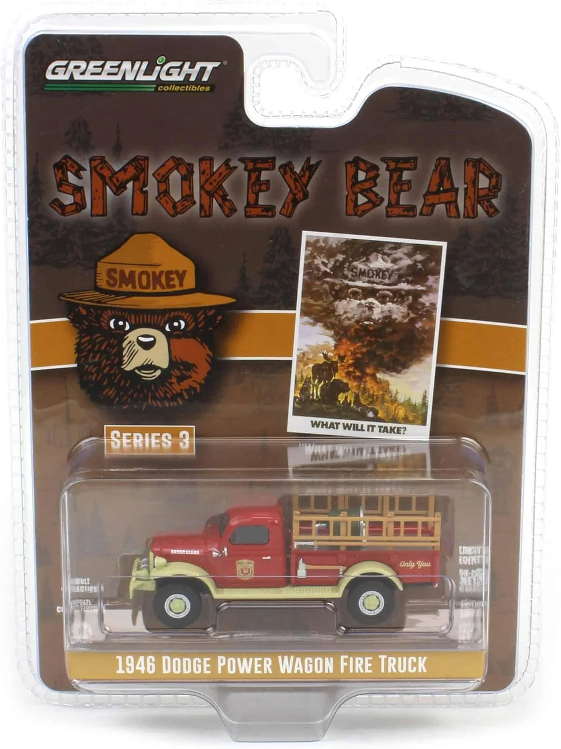 Greenlight Collectibles Smokey Bear Series 3 – 1946 Dodge Power Wagon Fire Truck “What Will It Take?” 1/64 Scale Diecast Model