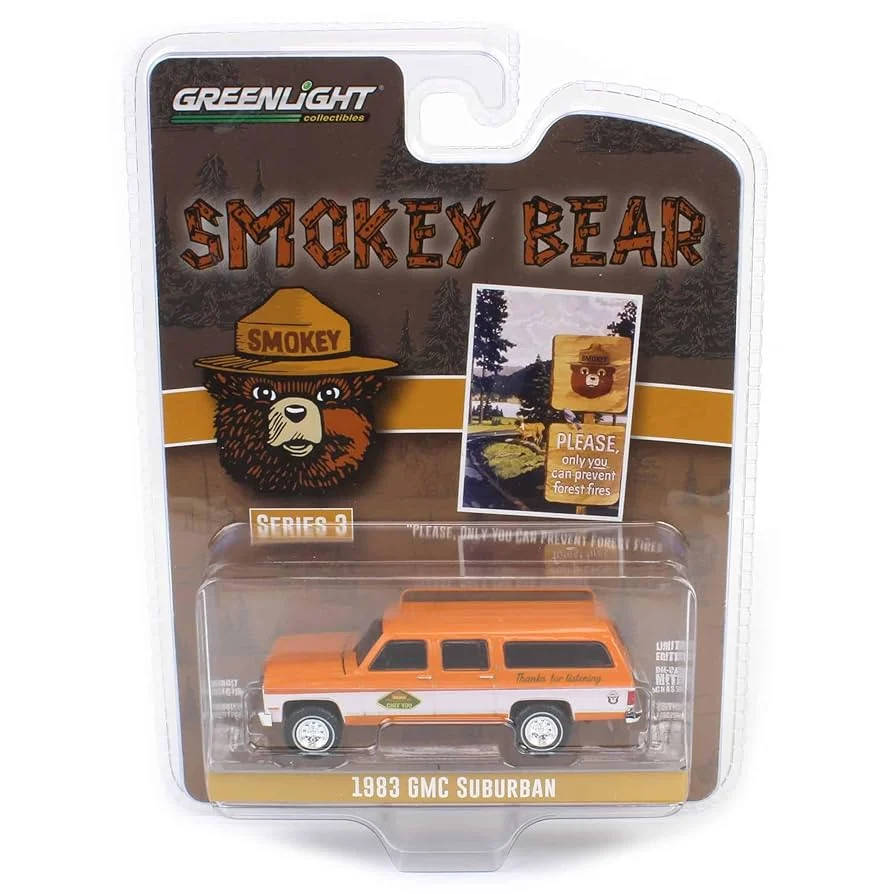 Greenlight Collectibles Smokey Bear Series 3 – 1983 GMC Suburban “Please, Only You Can Prevent Forest Fires” 1/64 Scale Diecast Model