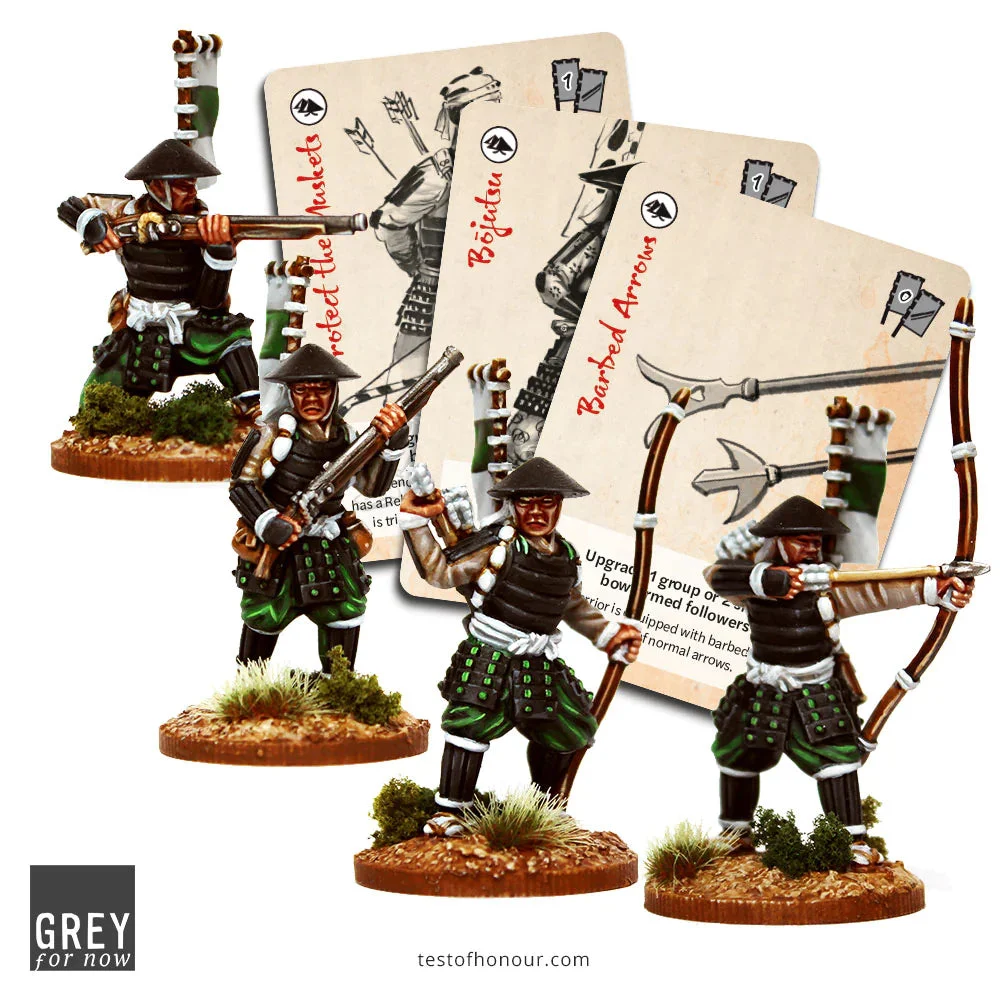 Grey For Now Games Test of Honour Ashigaru with Bows and Muskets 28mm Scale Metal Figures