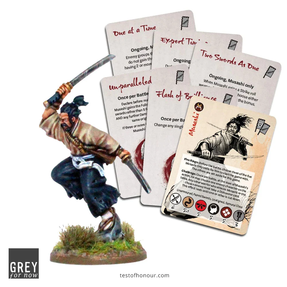 Test of Honour Miyamoto Musashi 28 mm Scale Metal Figure - Grey For Now Games