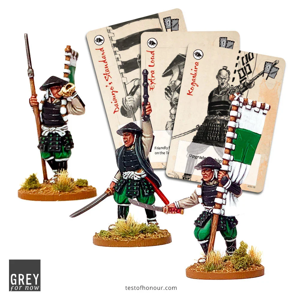 Grey For Now Games Test of Honour Ashigaru Command Group 28mm Scale Metal Figures