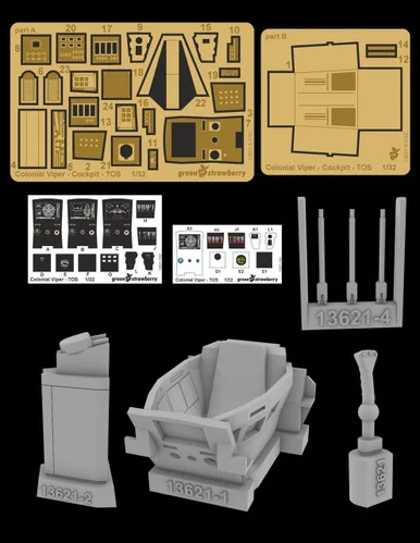 1/32 Green Strawberry Colonial Viper - Cockpit - TOS Upgrade Set