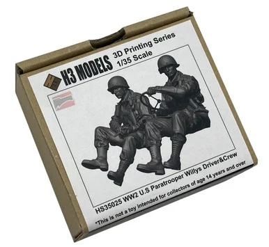 1/35 H3 Models WWII US Paratrooper Willys Driver & Crew Resin Model Kit