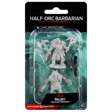 Wizkids 73704 Dungeons & Dragons Nolzur's Marvelous Unpainted Miniatures: Male Half-Orc Barbarian