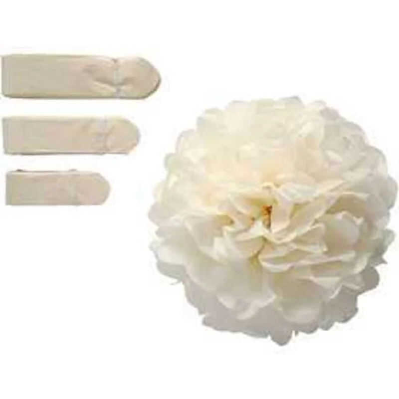 Tissue Pompons, off-white, D: 20+24+30 cm, 16 g, 3mixed Paper