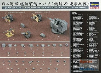 HAS72118 1:350 Hasegawa Japanese Navy Ship Equipment Set A (Machine Guns & Optical Weapons)