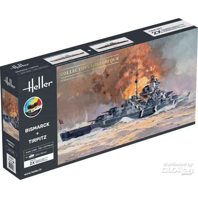 STARTER KIT Bismarck + Tirpitz TWINSET Model kit - Heller
