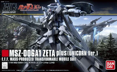 Bandai 5060402 #182 MSZ-006A1 Zeta Plus (Unicorn Ver.) E.F.F. Mass-Produced Transformable Mobile Suit HG 1/144 Scale Model Kit