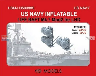 HSMU350088U 1:350 HS Models US Navy Inflatable Life Raft Mk.7 Mod2 for LHD