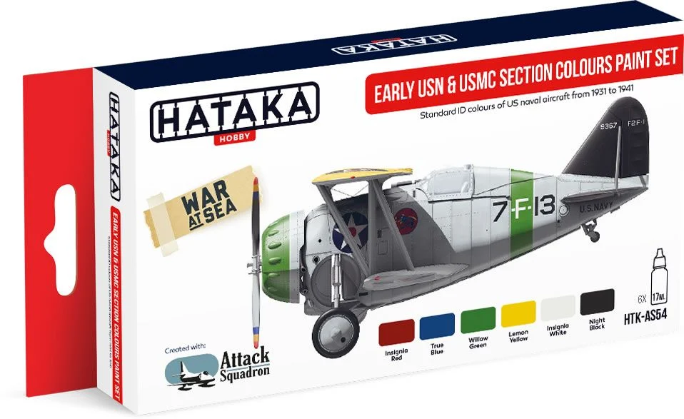 Early USN & USMC Section Colors 1931-1941, Red Line (Airbrush-Dedicated) Paint Set By Hataka Hobby