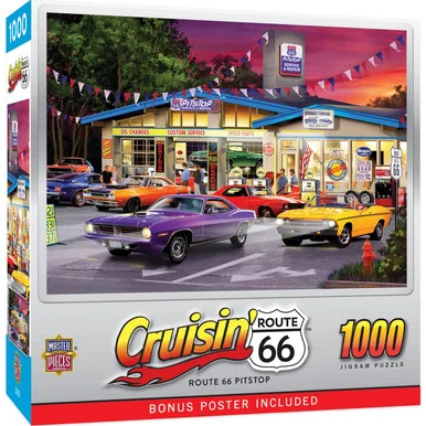 MasterPieces 72040 Cruisin' Route 66, Pitstop 1000 Piece Jigsaw Puzzle - Masterpiece Puzzles