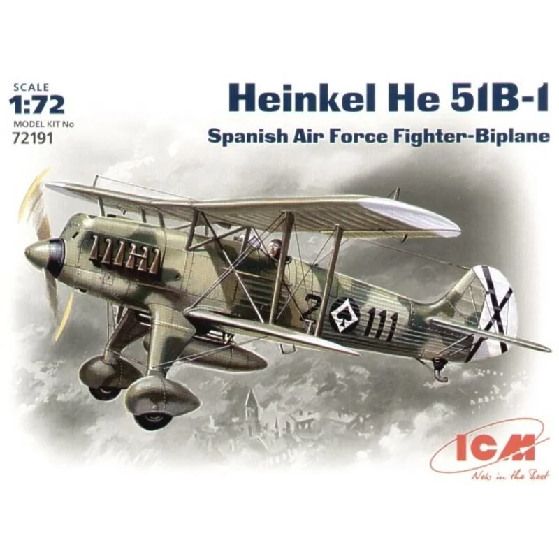 Heinkel He 51B on wheels. Decals Spanish Air Force Model kit - ICM