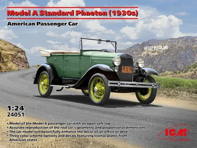 1/24 ICM Model A Standard Phaeton (1930s) American Passenger Car Plastic Model Kit - ICM Models