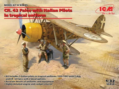 1/32 ICM CR. 42 Falco with Italian Pilots in tropical uniform - ICM Models
