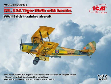 1/32 ICM WWII British DH82A Tiger Moth Training Plane with Bombs - ICM Models