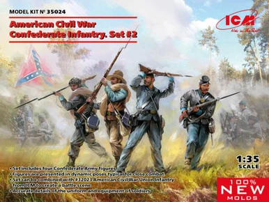 1/35 ICM American Civil War Confederate Infantry Plastic Model Kit - ICM Models