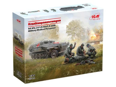 1/35 ICM Krankenpanzerwagen Sd.Kfz.251/8 Ausf.A WWII German Ambulance w/Figures - ICM Models
