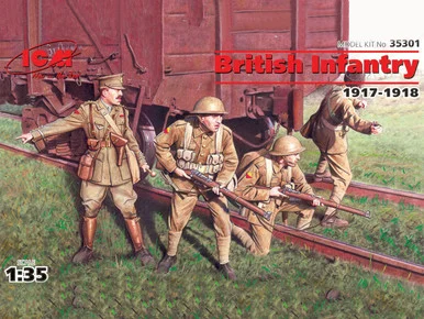1/35 ICM British Infantry (1917-1918) (4 figures - 1 officer, 3 soldiers)