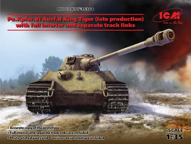1/35 ICM Pz.Kpfw.VI Ausf.B King Tiger (late production) with full interior, WWII German Heavy Tank - ICM Models