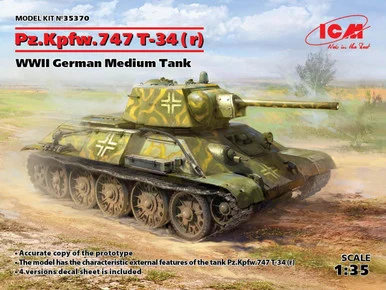 1/35 ICM Pz.Kpfw. T-34-747(r), WWII German Medium Tank