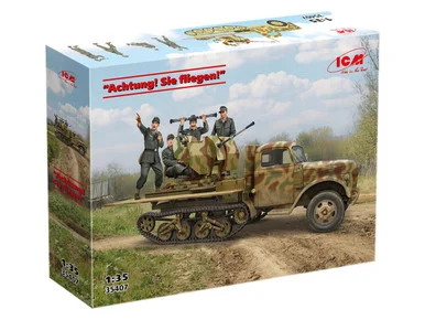 1/35 ICM Achtung! Sie fliegen! Halftrack Sd.Kfz.3b with 2 cm Flak and Crew Plastic Model Kit - ICM Models