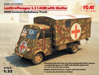 1/35 ICM Lastkraftwagen 3,5 t AHN with Shelter, WWII German Ambulance Truck - ICM Models