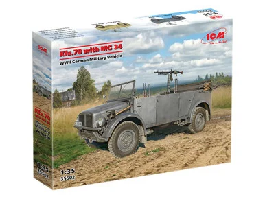 1/35 ICM Kfz.70 with MG 34 WWII German Military Vehicle Plastic Model Kit - ICM Models