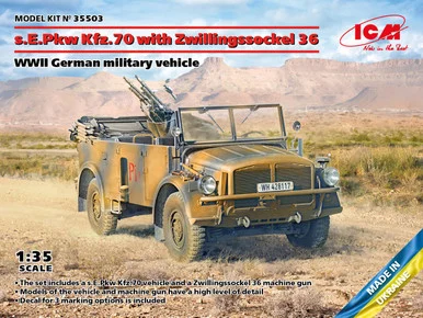 1/35 ICM s.E.Pkw Kfz.70 with Zwillingssockel 36, WWII German Military Vehicle - ICM Models