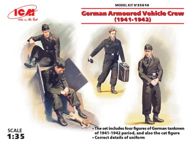 1/35 ICM German Armoured Vehicle Crew (1941-1942) (4 figures and cat)