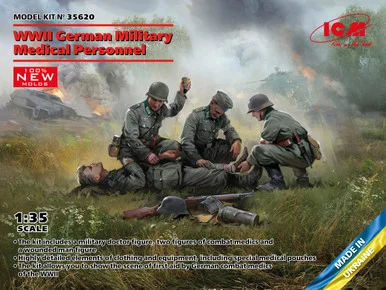 1/35 ICM WWII German Military Medical Personnel Figures Plastic Model Kit - ICM Models