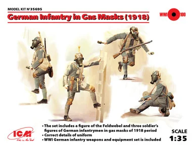 1/35 ICM German Infantry in Gas Masks (1918) (4 figures) - ICM Models