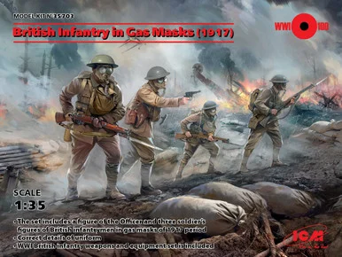 1/35 ICM British Infantry in Gas Masks (1917) (4 figures) - ICM Models