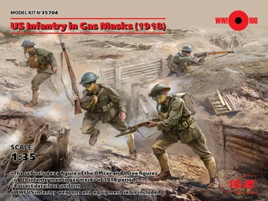 1/35 ICM US Infantry in Gas Masks (1918) (4 figures) - ICM Models