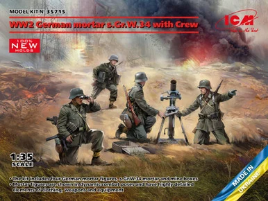1/35 ICM WWII German mortar GrW 34 with Crew (mortar and 4 figures) - ICM Models