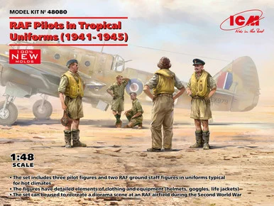 1/48 ICM RAF Pilots in Tropical Uniforms 1941-1945 Plastic Model Kit