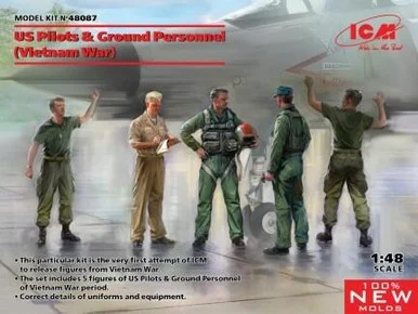 1/48 ICM US Pilots & Ground Personnel (Vietnam War) (5 figures) (100% new molds) - ICM Models