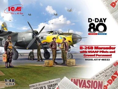 1/48 D-DAY 80th Set B-26B Marauder with USAAF Pilots and Ground Personnel - ICM48322