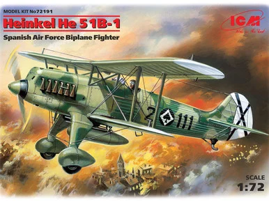 1/72 ICM Heinkel He 51B-1, Spanish Air Force Biplane Fighter