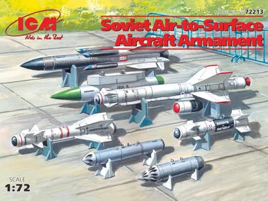1/72 ICM Soviet Air-to-Surface Aircraft Armament (X-29T, X-31P, X-59M missiles, B-13L, B-8M1 rocket containers, KAB-500Kr bombs)