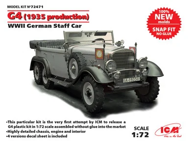 1/72 ICM G4 (1935 production), WWII German Staff Car, snap fit/no glue - ICM Models